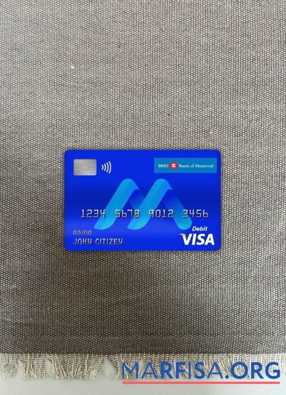 Downloadable Canada BMO bank of montreal bank visa debit card photolook front template